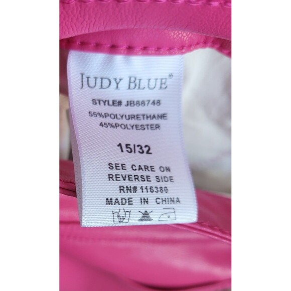 Judy Blue women's hot pink high rise tummy control faux leather pants size 15/32 - Picture 8 of 12